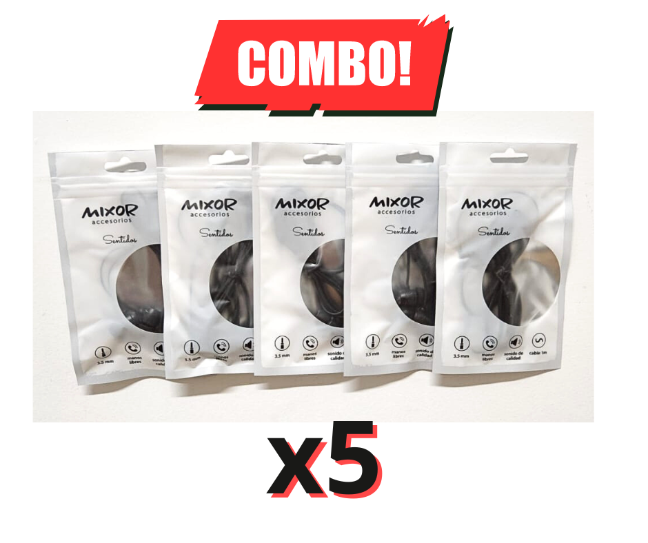COMBO X5 - AURICULAR IN EAR - MIXOR - PS4/PC/CEL - NEGRO - COMBO-ROMPE-MIXOR-BK - ONLY