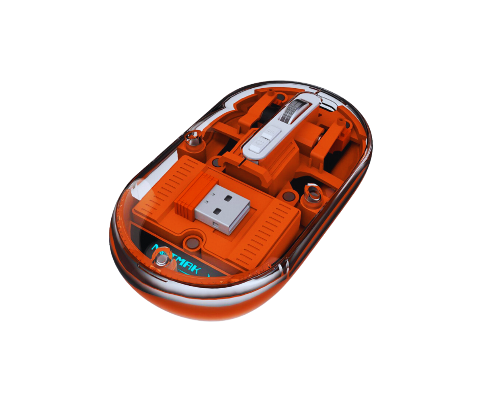 MOUSE BLUETOOTH 5.0 - M670 - TRANSPARENTE NARANJA - NM-M670-O -  NETMAK