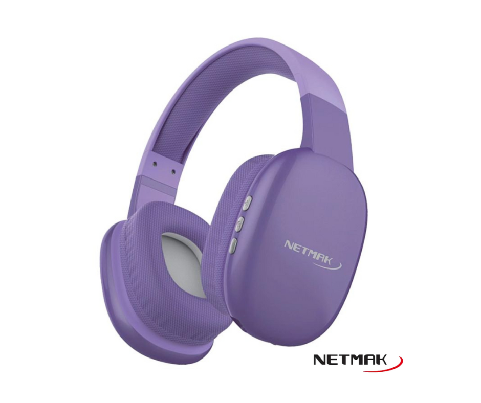 AURICULAR BLUETOOTH VINCHA - VOLT - VIOLETA - C/MICROFONO - CONTROL DE VOLUMEN - BLUETOOTH 3.0 - CONECTOR TIPO C (CARGA) - ENTRADA MICRO SD - NM-VOLT-P - NETMAK