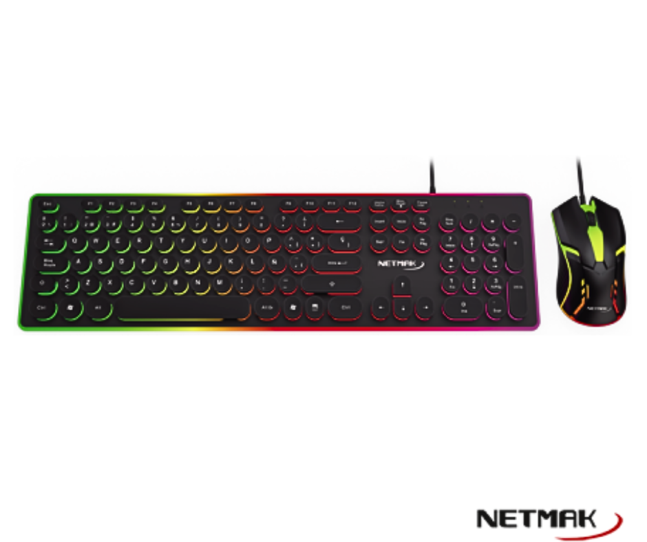 KIT TECLADO + MOUSE USB - GAMER - RETROILUMINADO - NM-VORTEX - NETMAK