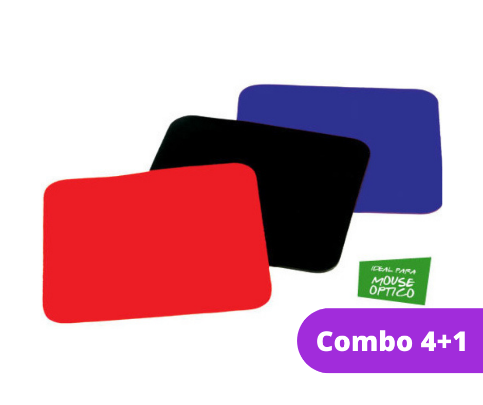  MOUSEPAD COMBO - 4+1 - NEGRO - 18X22 CM - 3 MM DE ESPESOR - COMBO-MP-BK - INT.CO