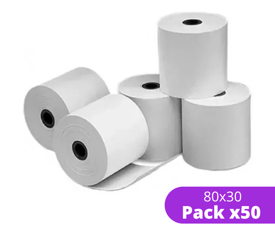 PAPEL TERMICO - 80 MM X 30 MTS - 48GR - PACK X  50 - RCTE8030-PACK50 - COMARK