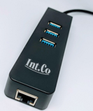 HUB USB 3.0 - 3 PUERTOS USB + CONECTOR DE RED RJ45 - KQ-003H - INT.CO