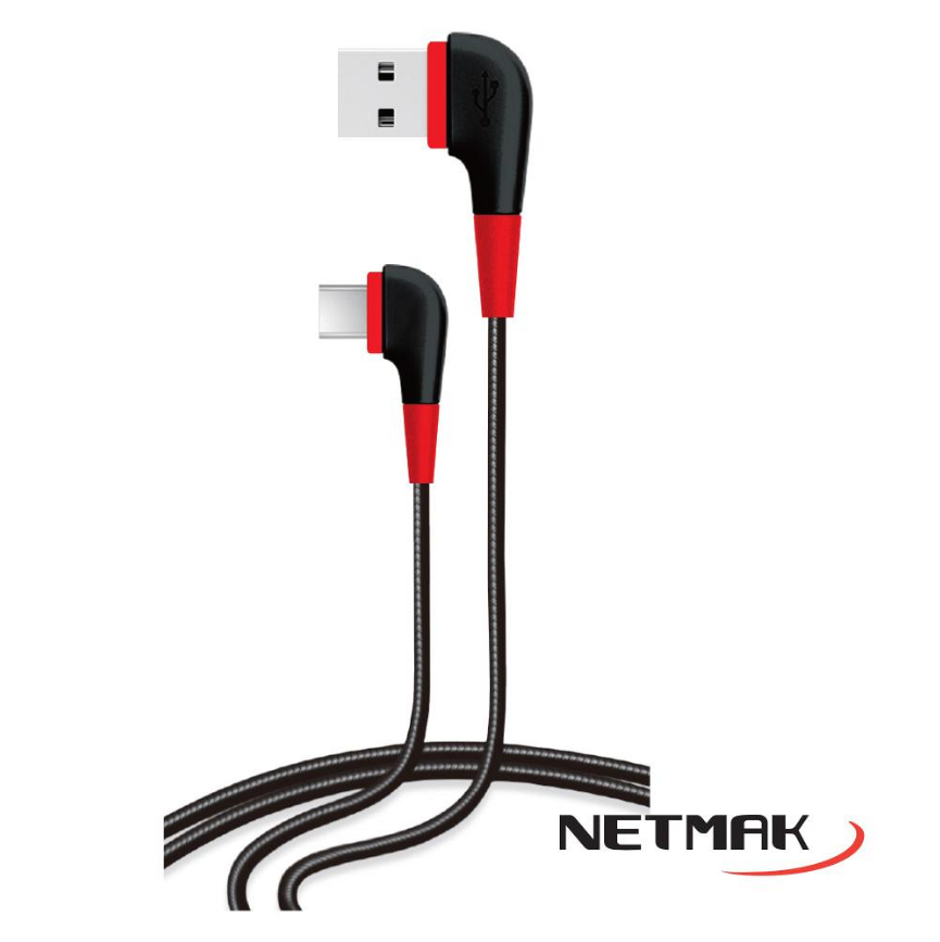 CABLE USB 2.0 A USB TIPO C - CONECTOR A 90? - M A M - 1.2 MTS - NM-112 - NETMAK