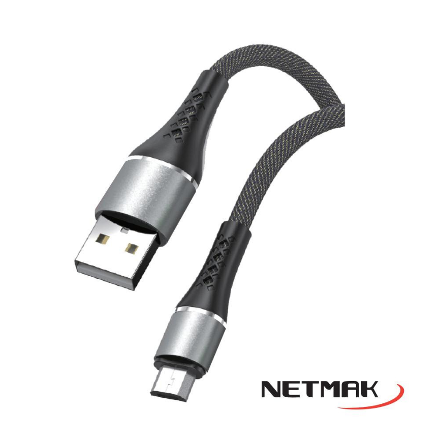 CABLE USB 2.0 A MICRO USB - PLATEADO - M A M - 1 MTS - NM-117-S - NETMAK