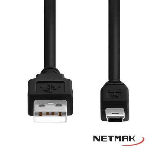 CABLE USB 2.0 A MINI USB 5 PINES - 1.5MTS - NM-C20 - NETMAK