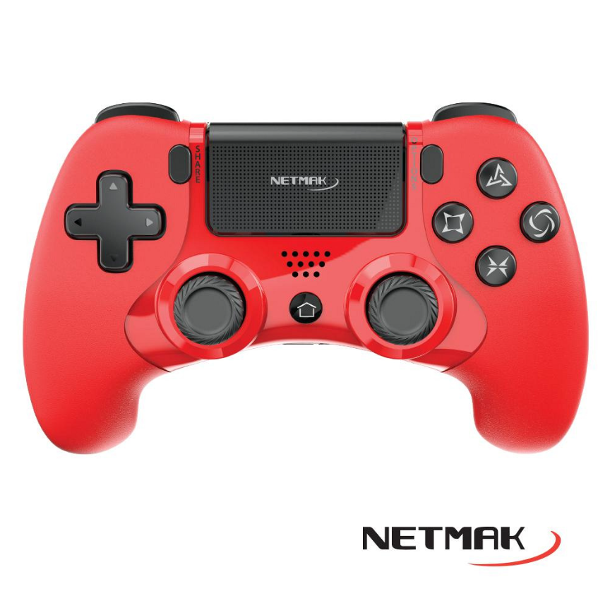 Gamepad Bluetooth- P401 - PS4 - Rojo- Vibracion - Joystick - NM-P401-R - Netmak