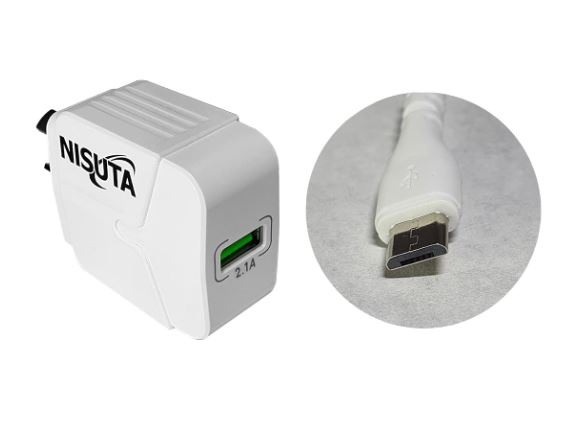 CARGADOR USB + CABLE MICRO USB - 1 SALIDA - CARGA RAPIDA - NS-FU521UM - NISUTA