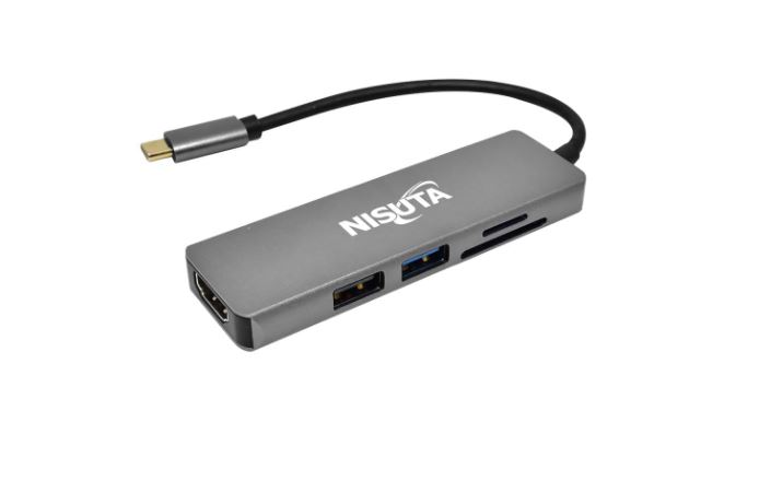 CONVERSOR DE USB 3.1 C A HDMI  HUB 2 PUERTOS USB 3.0   LECTOR DE TARJETAS - NS-UCD1 - NISUTA