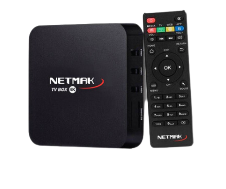 SMART TV BOX - 4K - 1GB RAM - 8GB MEMORIA INTERNA - WIFI - CONTROL REMOTO - NM-TVBOX1 - NETMAK