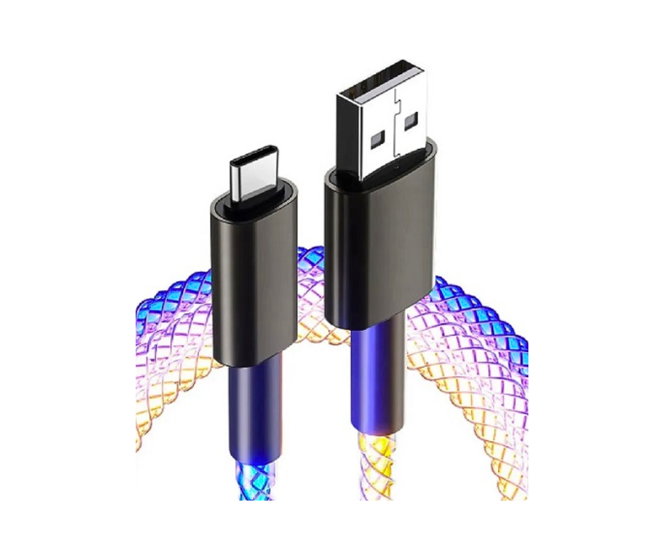 CABLE USB 3.0 A USB TIPO C - M A M - LUCES RGB - 1 MTS - CP01-20-021 - INT.CO
