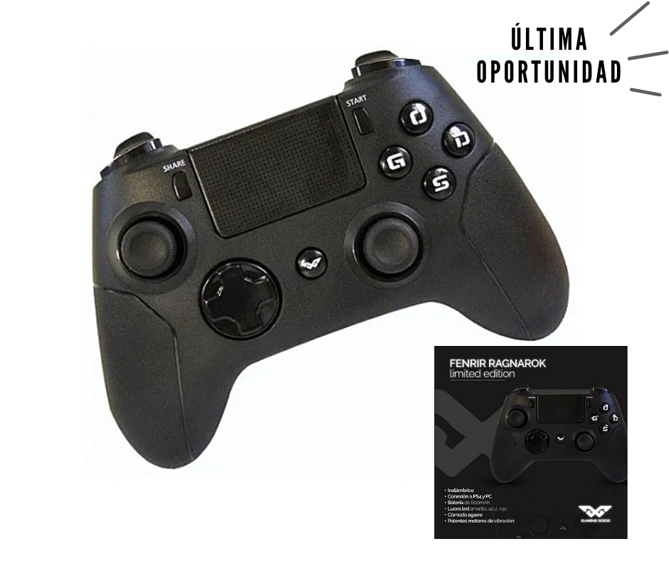 GAMEPAD WIRELESS - FENRIR - PS4PC - VIBRACION - JOYSTICK - GAMING GODS - NEGRO - ONL-JOY24008 - ONLY 