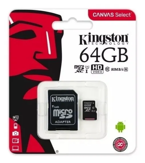 MEMORIA MICRO SD HC -  64GB - CLASE 10 UHS-I (U1) - SDCS2/64GB - KINGSTON
